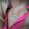 Barbie Crystal Script Logo Necklace (Gold) view 3