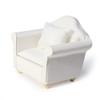 Dollhouse Couch with Pillow 1 12 Scale Miniature Sofa Arm Chair Living Room Furniture Wooden Fabric Frame Single Reading Chair Artificial House Room Scene Decoration (White) view 1