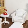 Dollhouse Couch with Pillow 1 12 Scale Miniature Sofa Arm Chair Living Room Furniture Wooden Fabric Frame Single Reading Chair Artificial House Room Scene Decoration (White) view 2