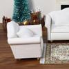 Dollhouse Couch with Pillow 1 12 Scale Miniature Sofa Arm Chair Living Room Furniture Wooden Fabric Frame Single Reading Chair Artificial House Room Scene Decoration (White) view 4