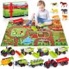 Oriate Farm Tractor Set 34 Piece Die Cast Vehicle Value Playset, Large Size 4.8" Tractors Toy Kids Birthday Gift, Farm Play Mat Tractors Animals Trailer Toys, Farm Equipment Accessories view 1
