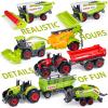Oriate Farm Tractor Set 34 Piece Die Cast Vehicle Value Playset, Large Size 4.8" Tractors Toy Kids Birthday Gift, Farm Play Mat Tractors Animals Trailer Toys, Farm Equipment Accessories view 2