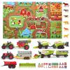 Oriate Farm Tractor Set 34 Piece Die Cast Vehicle Value Playset, Large Size 4.8" Tractors Toy Kids Birthday Gift, Farm Play Mat Tractors Animals Trailer Toys, Farm Equipment Accessories view 3