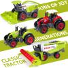 Oriate Farm Tractor Set 34 Piece Die Cast Vehicle Value Playset, Large Size 4.8" Tractors Toy Kids Birthday Gift, Farm Play Mat Tractors Animals Trailer Toys, Farm Equipment Accessories view 4
