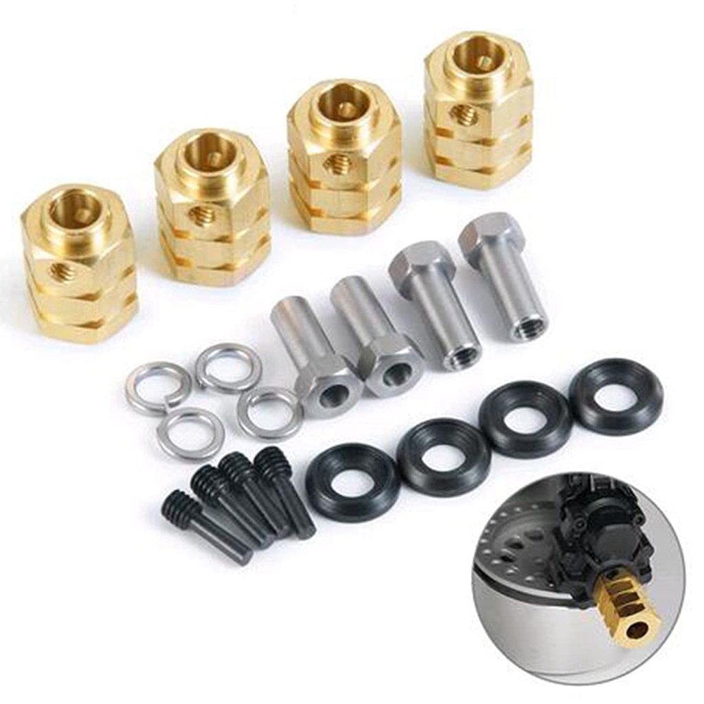 4Pcs 12mm Hex Brass Wheel Hubs Heavy Weights Version for 1:10 RC TRX-4 Crawler Accessories (15mm)