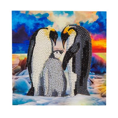 Crystal Art Diamond Painting Card Kit - Penguin Family- Create Your Own 7"x7" Card Kit - for Ages 8 and up