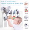 Jollybaby Crib Stroller Car Seat Toys for Baby 0-3-6-9-12 Months, Tummy Time Hanging Sensory Toys for Newborn with Music Box and Teether, Spiral Carseat Toy for Boys Girls Gifts (09-Sz Gray Elephant) view 2