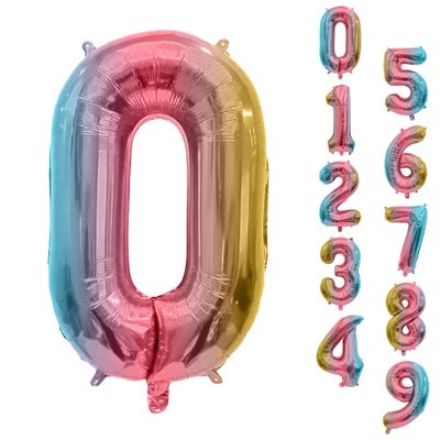 Trimming Shop 40" Large Foil Balloons, Number 0 Balloon, Self Sealing Helium Balloons for Birthday, Wedding, Party Supplies, Decoration, Foil Balloons for Parties, Rainbow