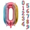 Trimming Shop 40" Large Foil Balloons, Number 0 Balloon, Self Sealing Helium Balloons for Birthday, Wedding, Party Supplies, Decoration, Foil Balloons for Parties, Rainbow view 1