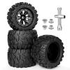 2.8 PreGlued RC Truck Wheels and Tires 12mm Hex w/Foam Inserts for Traxxas Rustler Stampede 4X4 VXL Hoss 4x4 Blackout XTE Pro 1/10 Scale RC Monster Truck Tyres Set (4-Pack) view 1