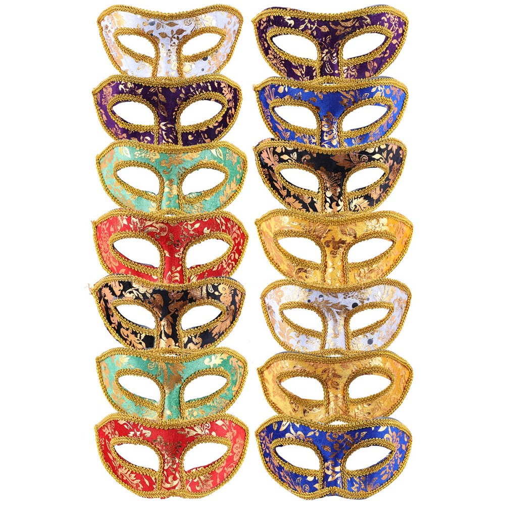 BravOne 14 PCS/Set Masquerade Masks, Unisex Half Face Masks Mardi Gras Masks Venetian Masks for Carnival Prom Ball Fancy Dress Party Supplies Costume Accessory (Set 1)