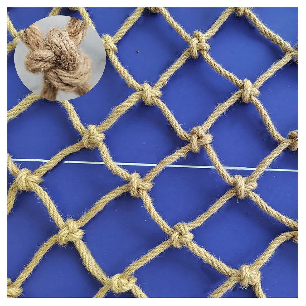 Rope Net Wall Decor Net Birds Climbing Cargo Net Playground Swingset Rope Ladder Heavy Duty Treehouse Play Safety Net Balcony Stairs Garden Protection Net (Size : 3 * 3m(10 * 10ft))