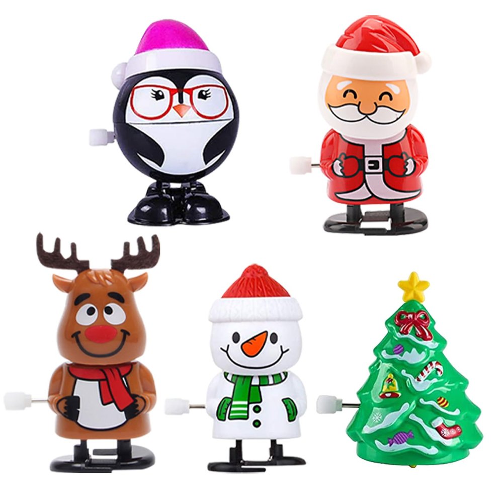 Christmas Wind Up Toys 5PCS, Christmas Stocking Stuffers Gifts for Grandkids, Kids, Party Favor Supplies Accessories, Toys Bulk for Classroom Prizes, Goody Bag Fillers