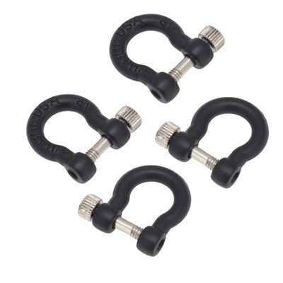 BOLIDORC 1:10 RC Tow Shackles D-Ring Trailer Buckles for 1/10 Scale RC Rock Crawler SCX10 Tamiya CC01 TRX4 D90 D110 RC Car Truck Accessories (4 PCS Black)