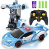 FDJ RC Cars - Transform Remote Control Car, 2.4Ghz 1:18 Scale Transforming Police Car Toy with Flashing Light, One Button Deformation 360 Degree Rotating Drifting Kids Toys Car for Boys Girls view 1