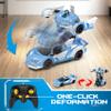 FDJ RC Cars - Transform Remote Control Car, 2.4Ghz 1:18 Scale Transforming Police Car Toy with Flashing Light, One Button Deformation 360 Degree Rotating Drifting Kids Toys Car for Boys Girls view 4