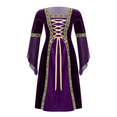 Alvivi Kids Girls Renaissance Medieval Costume Princess Faire Dress Retro Gown for Halloween Party Purple 6 Years
