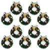 10 Pieces Mini Artificial Christmas Wreaths Ornaments, Dollhouse Miniature Christmas Wreath Doll House Mini Xmas Wreath for Dollhouse Door Windows Christmas Tree Decoration (Gold Bell) view 1