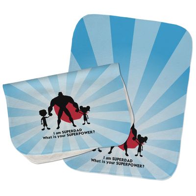 Personalized Super Dad Burp Cloths - Fleece - Set of 2