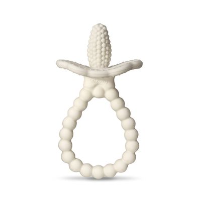 RaZbaby RaZberry Plus Baby Teether Easy-to-Hold Toy for Front & Back Teething Relief, BerryBumps Texture for Sensory Development, Soothes Sore Gums, BPA-Free, Great Gift for Babies 3M+ White