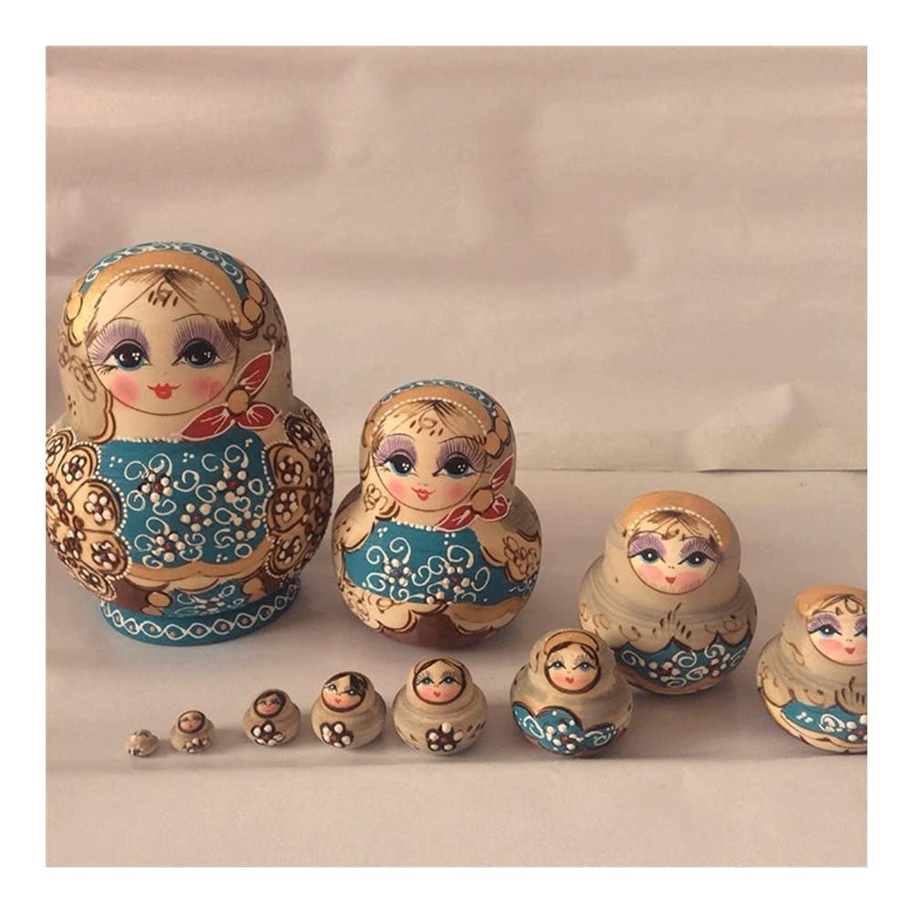BDPP Nesting Dolls Russian Nesting Dolls 10-Layer Basswood Handmade Matryoshka Environmental Protection Nesting Doll Children's Toy Decoration Matryoshka (Size : A)