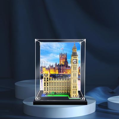 Acrylic Display case with Screw for Creator Big Ben 10253-3mm Thickness (Model Set is not Included) (with Theme Background)