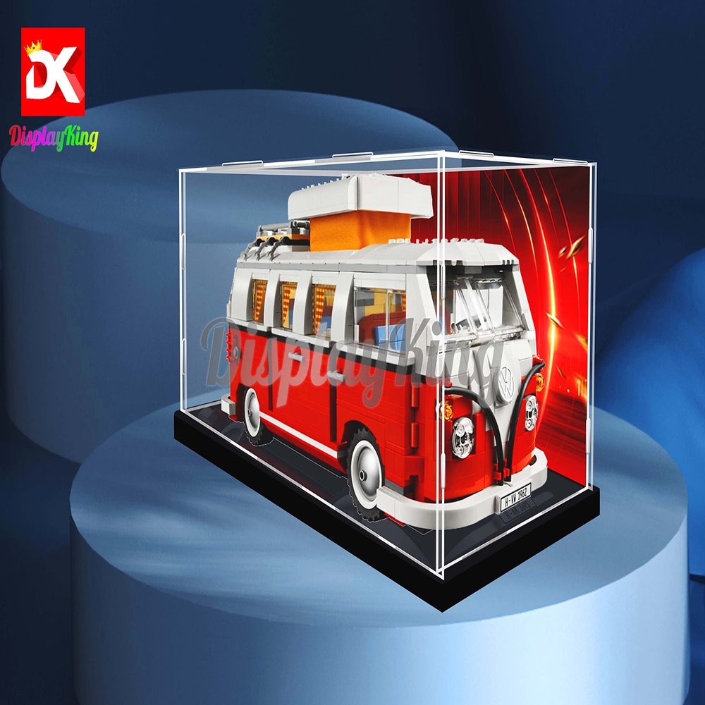 Acrylic Display case Compatible with Volkswagen T1 Camper Van 10220 -3mm Thickness (Model Set is not Included) (with Theme Background)