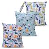eaxin 3pcs Cloth Diaper Wet Dry Bags Waterproof Reusable with Two Zippered Pockets Travel Beach Pool Daycare Soiled Baby Items Yoga Gym Bag for Swimsuits or Wet Clothes (Dinosaur,Polar bear) view 1