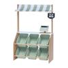 Teamson Kids Little Helper Wooden Farmer's Market Stand with Pretend Cash Register and 6 Plastic Storage Bins, Green, TD-13638A-AMZ view 1
