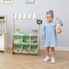 Teamson Kids Little Helper Wooden Farmer's Market Stand with Pretend Cash Register and 6 Plastic Storage Bins, Green, TD-13638A-AMZ view 3