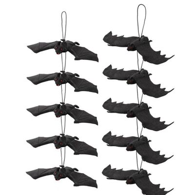 Froiny 10pcs Halloween Hanging Bats Fake Rubber Bats Realistic Spooky Hanging Toy for Halloween Decoration Party Supplies