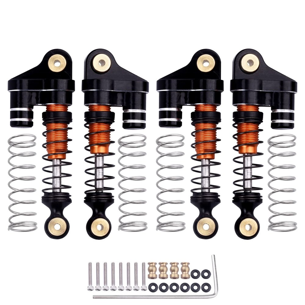 CrazyHobby 36mm Shocks Aluminum Threaded Adjustable for Axial SCX24 Deadbolt Gladiator C10 B-17 JLU 1/24 RC Crawler Upgrade Parts Accessories (Orange)