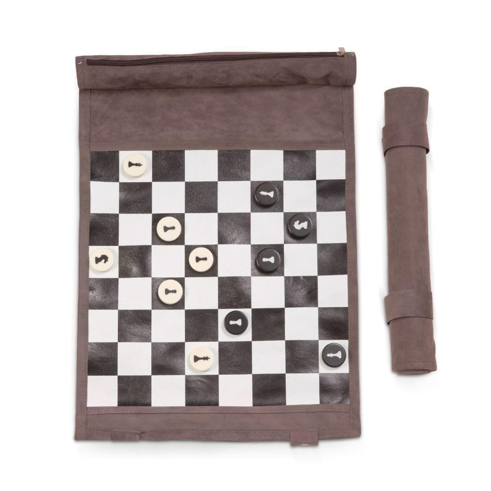 Bey-Berk Gray Jones Roll-up Travel Chess Set