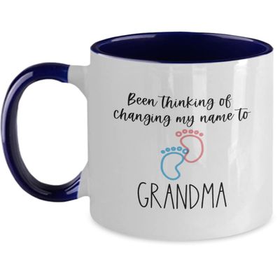 Grandma-to-be Mug, Grandma Two Toned Coffee Cup, Baby Announcement, Pregnancy gifts for new Grandparents, Baby on the Way Present for Grandma