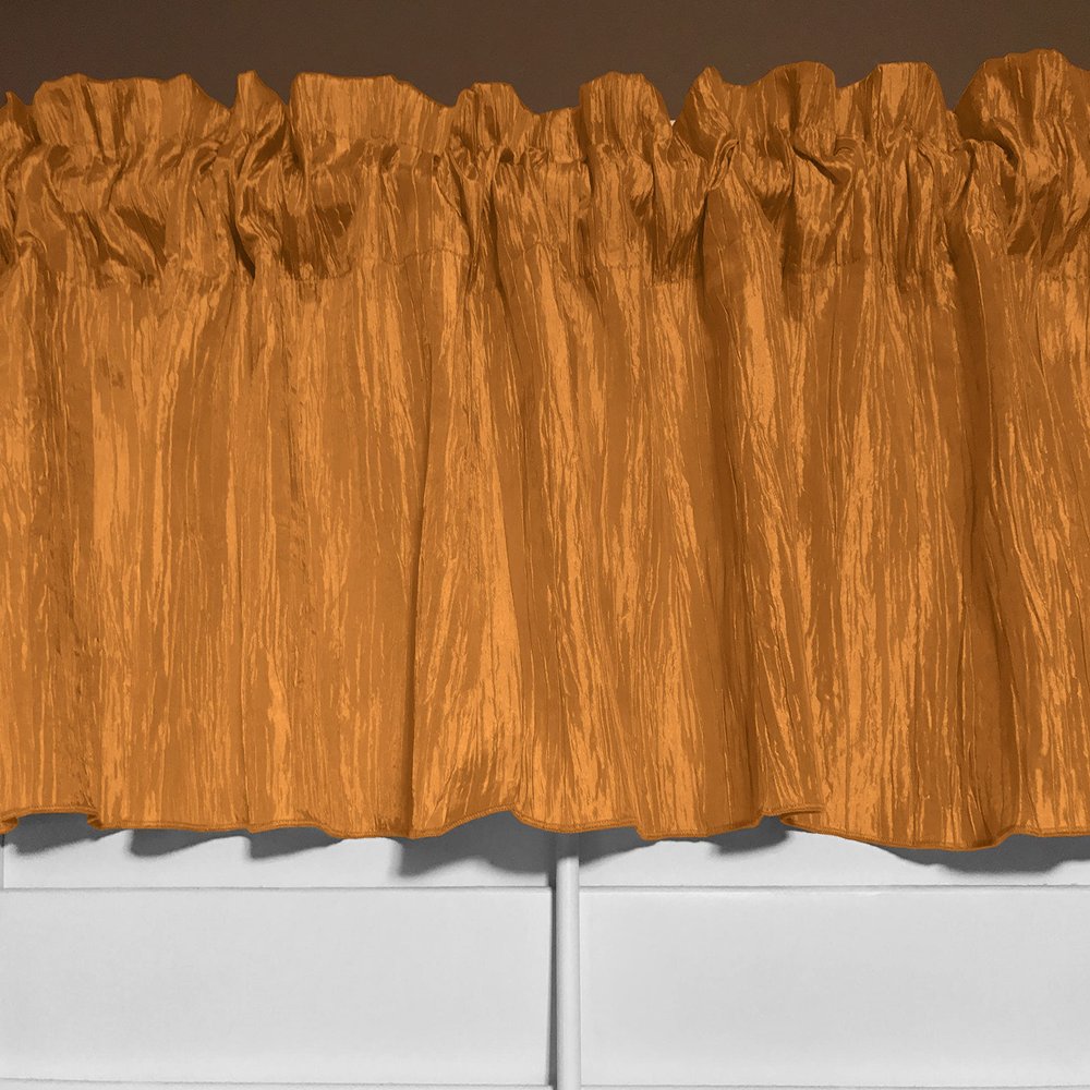 Zen Creative Designs Crinkle Crushed Taffeta Window Valance Home Dcor Bedroom Nursery Kitchen Window (58" Wide x 24" Long, Orange)