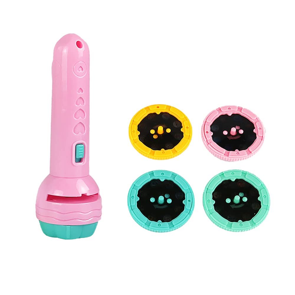 Magik Slide Projector Flashlight Children's Projection Light Toy Holiday Education (Pink, 1 Pack)