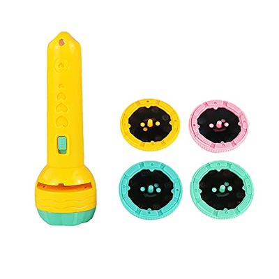 Magik Slide Projector Flashlight Children's Projection Light Toy Holiday Education (Yellow, 1 Pack)
