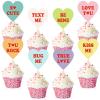 72 Pcs Heart Cupcake Toppers Valentine's Day Conversation Sweet Love Cupcake Pick Decorations 8 Styles Candy Cake Toppers for Wedding Engagement Bridal Shower Birthday Party Cake Decorations Supplies view 1
