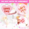 72 Pcs Heart Cupcake Toppers Valentine's Day Conversation Sweet Love Cupcake Pick Decorations 8 Styles Candy Cake Toppers for Wedding Engagement Bridal Shower Birthday Party Cake Decorations Supplies view 2