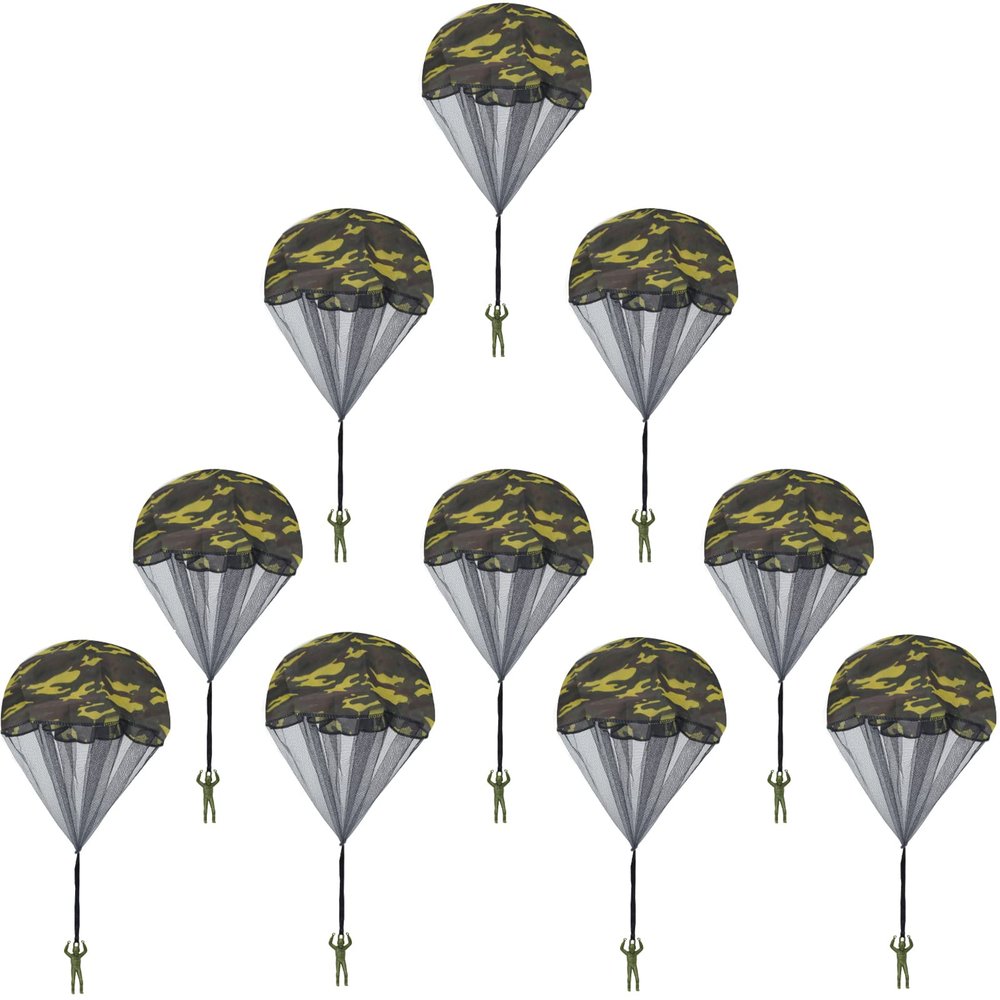 Catcan 10 Pcs Parachute Toy, Camo Parachute Men Tangle Free Throwing Hand Throw Outdoor Flying Paratrooper Toy No Battery nor Assembly Required