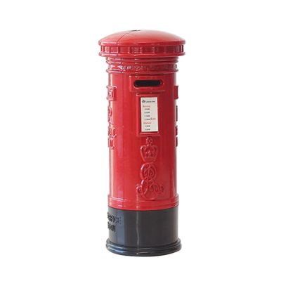 Decorative Telephones Coin Bank, Metal Street Red Mailbox Bank Postbox Money Box for Decoration Round, Square