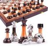 15" Metal Chess Sets for Adults with Zinc Alloy + Acrylic Chess Pieces & Portable Folding Wooden Chess Board Travel Chess Set Board Game Gift  Elegant Metal Chessmen & Storage Box view 1