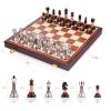 15" Metal Chess Sets for Adults with Zinc Alloy + Acrylic Chess Pieces & Portable Folding Wooden Chess Board Travel Chess Set Board Game Gift  Elegant Metal Chessmen & Storage Box view 2