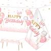 3 Pieces Pink Rose Gold Tablecloth for Rose Gold Birthday Decoration Plastic Disposable Party Table Covers for Rectangle Tables Girl Women Parties Happy Birthday Wedding Party Favors, 54 x 108 Inches view 1