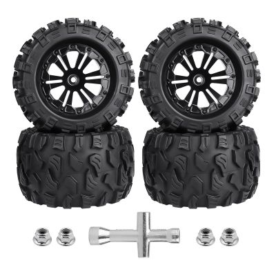 4Pcs 2.8 Preglued Mounted OD 125mm 1/10 RC Truck Tires and Wheels 12mm Hex Hubs for Traxxas Stampede Rustler VXL 4x4 2WD Redcat Volcano EPX Pro Exceed Infinitive