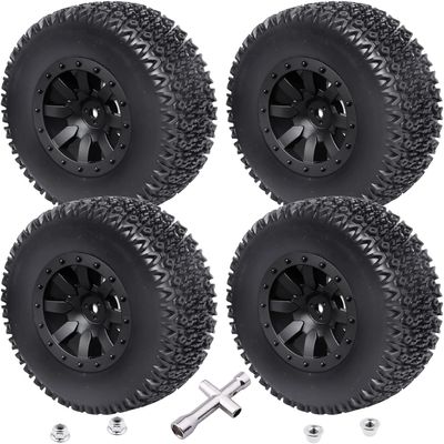 1/10 Short Course Truck Tires and Wheels for Traxxas Slash 4X4 BL-2S HSP Tamiya HPI Kyosho Losi Redcat Racing RC Model Car, Set of 4 (Style B)