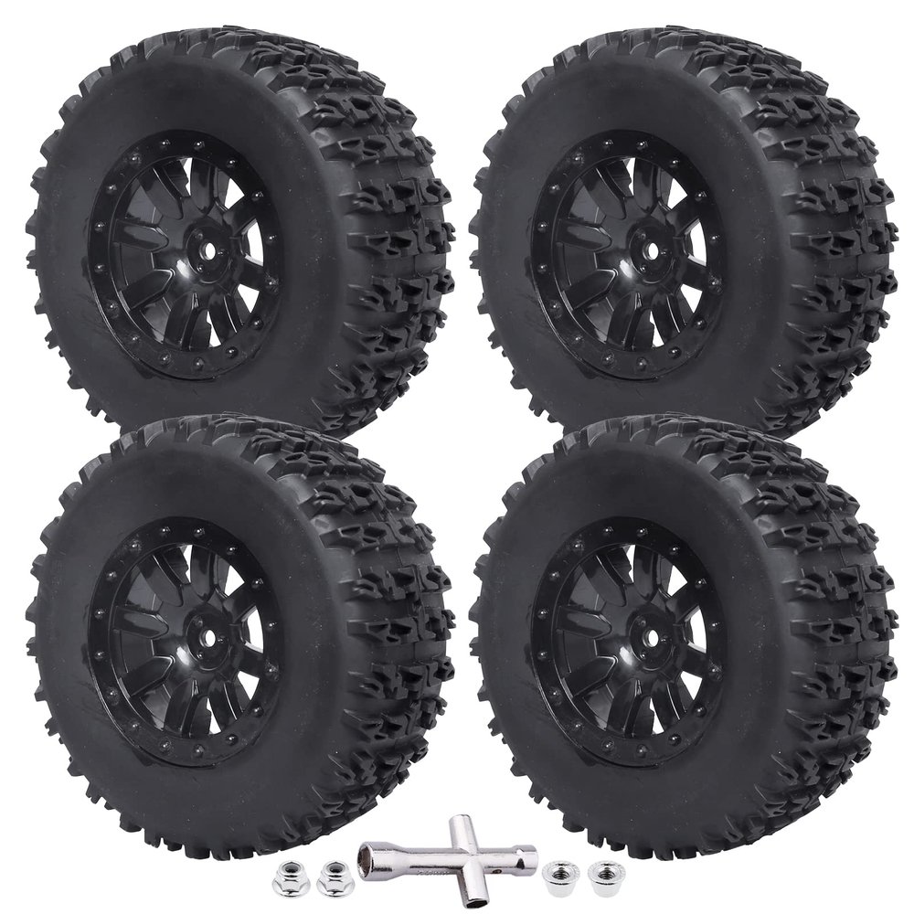 1/10 Short Course Truck Tires and Wheels Tyres for Traxxas HSP Tamiya HPI Kyosho Losi Redcat Racing RC Model Car, Set of 4 (Style A)