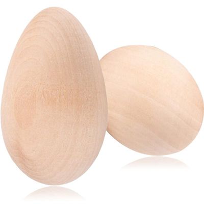YMrott 20 Pack Unpainted Wooden Eggs Smooth Fake Easter Egg Hunt for Wood Crafts Dcor Gifts, 2-1/2 Inches
