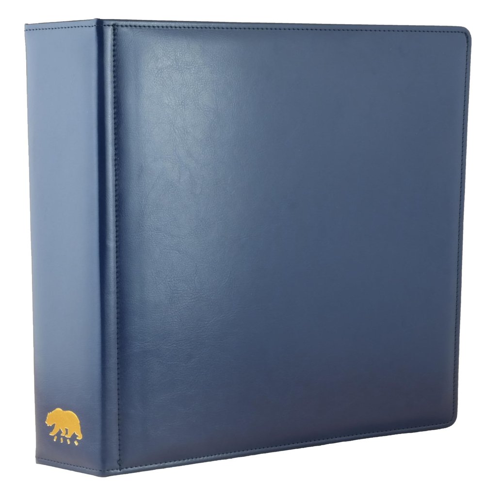 Ursae Minoris Manor Library Deluxe 3 Q-Ring Standard Format Binder for Coins, Trading Cards, Stamps, Currency, Bank Notes, Documents, and Other Collectibles - Deep Blue