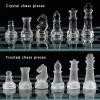 14" Glass Chess Game Set, Solid Glass Chess Pieces and Crystal Mirror Chess Board, 14 x 14 inches Chess Board, Travel Chess Board Game Set for Youth Adults view 3